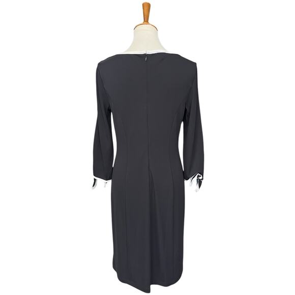 NWT Talbots Black Sheath 3/4 Sleeves Stretchy Shift Dress Size Medium - Picture 4 of 6